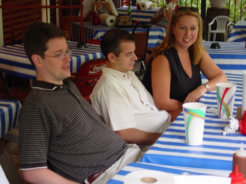 Reid, Jim, and Lisa enjoying the BBQ